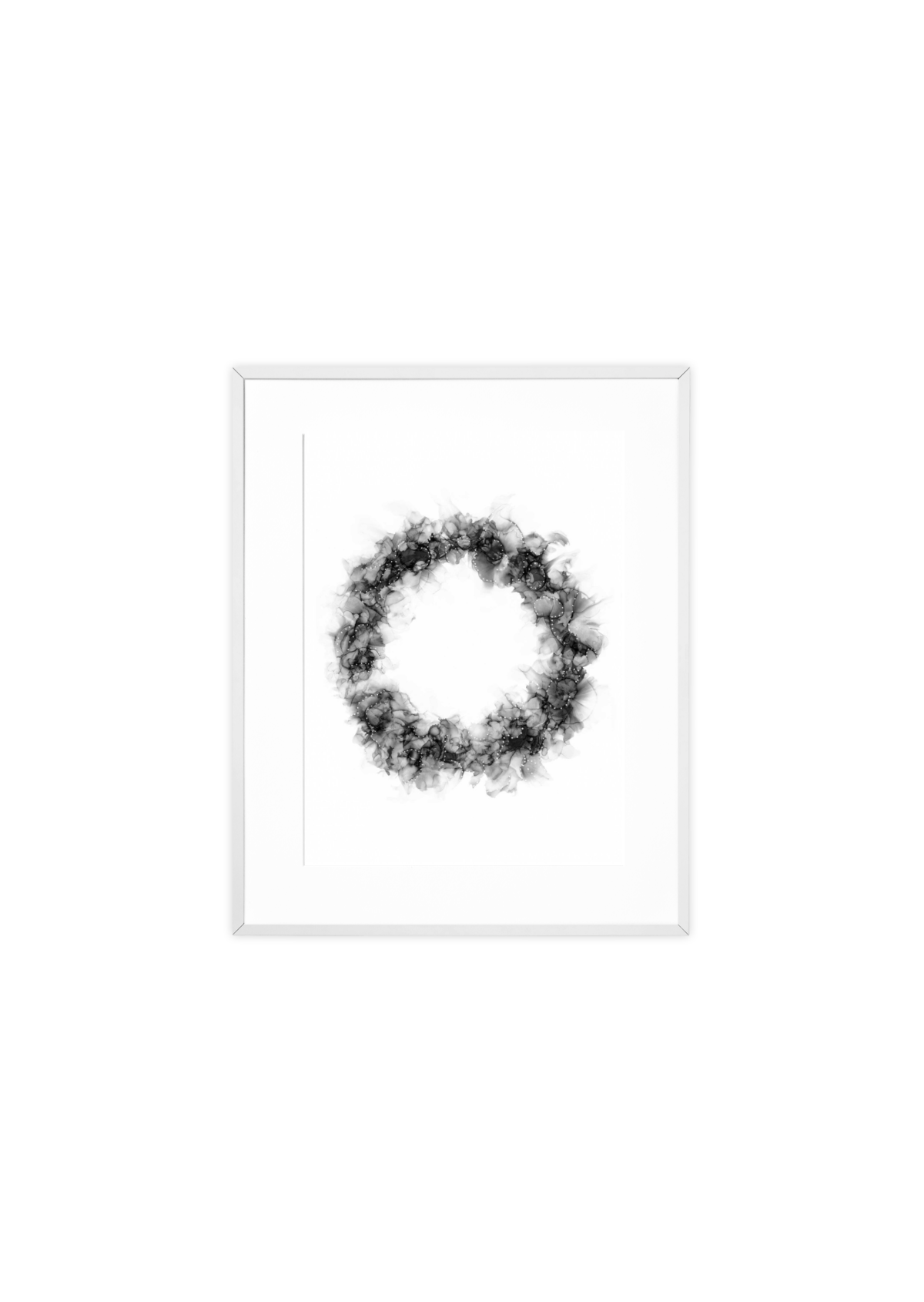 Anna Lisa- Hringur, svarthvit - 30x70 cm - hvitur rammi